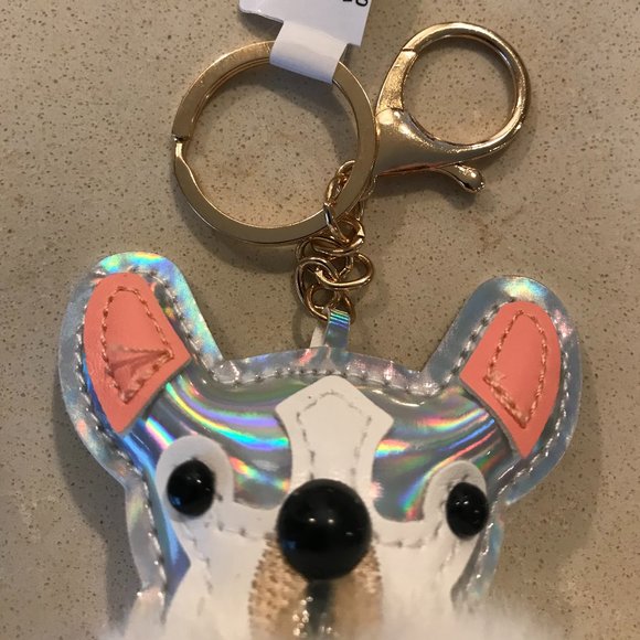 White Puffy Ball Dog Animal Key Chain Keychain & Carabiner Adorable New w/Tags - Picture 2 of 4